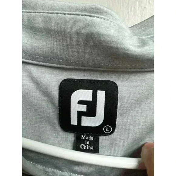 Footjoy FJ Men's Gray Blue Color Block Stripes Short Sleeve Polo Shirt - Picture 9 of 9